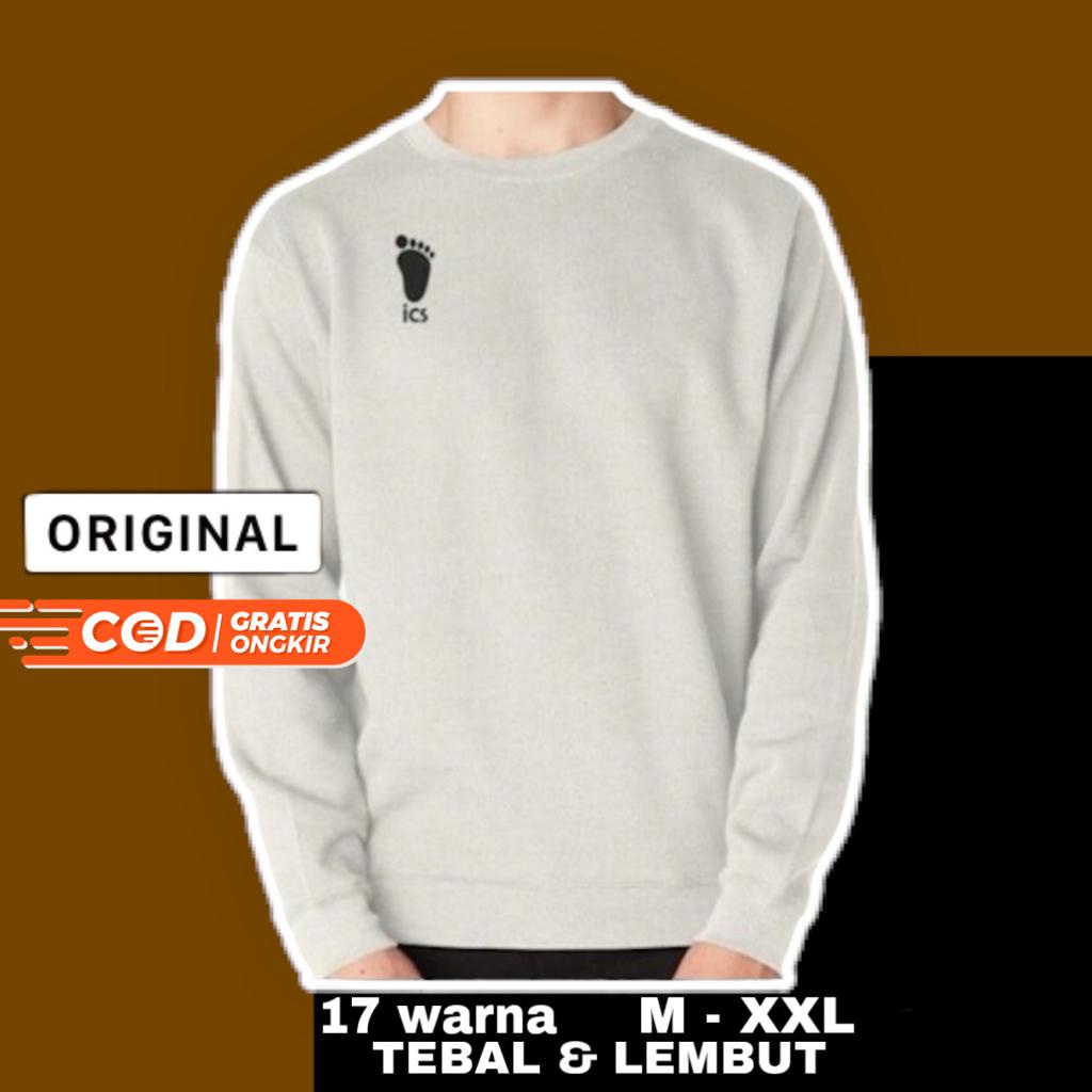 SWEATER BASIC SIZE M-XXL (PRIA&WANITA) SABLON ICS kaos sweatshirt hoodie pakaian switer sweter sweet