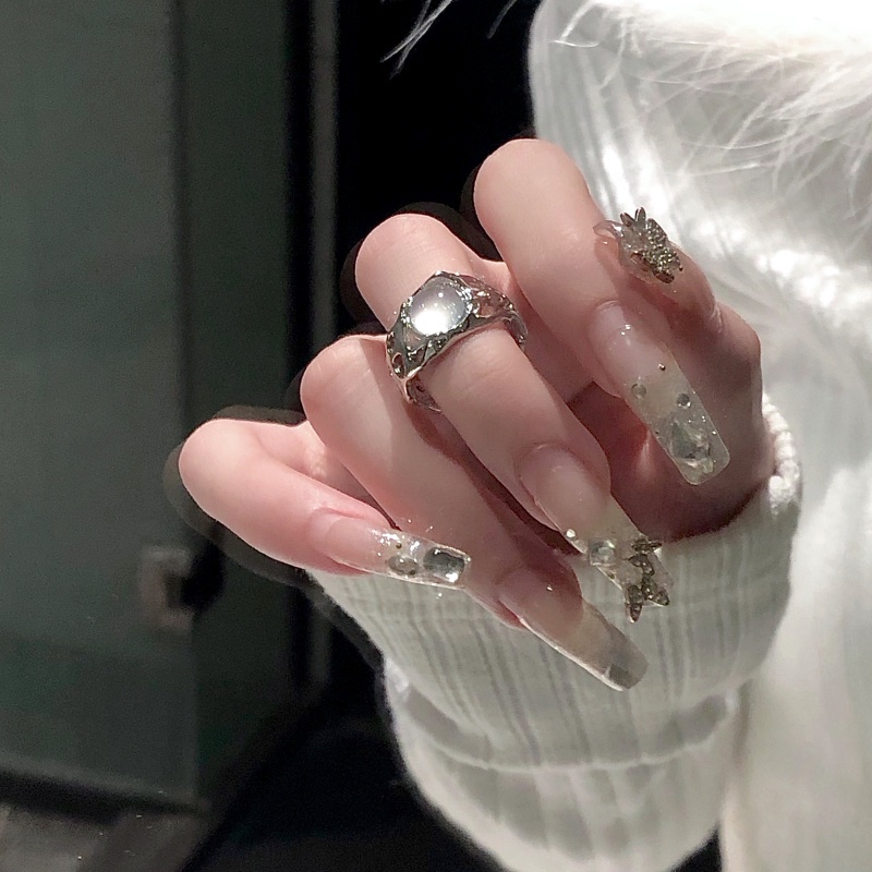 AY(CN) Cincin Model Terbuka Desain Bunga Opal Warna Silver Untuk Wanita