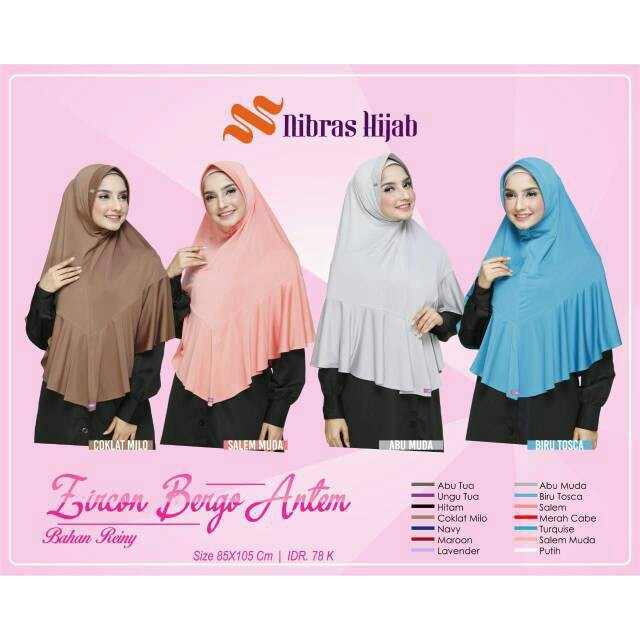 ZIRCON ANTEM Nibras Hijab Abu Tua Maroon Navy Ungu Tua