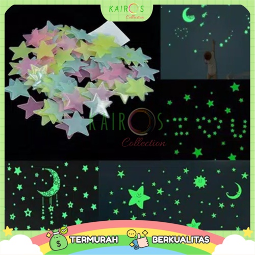 Stiker Dinding Glow In The Dark - Sticker Bintang Kecil