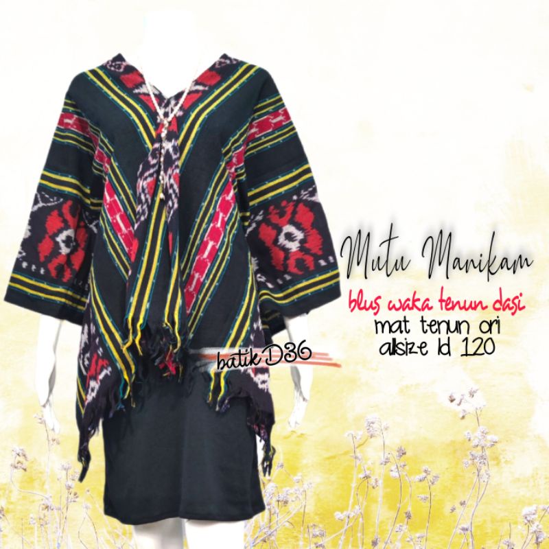 Blus waka tenun ori jumbo blouse crop top dasi baju atasan wanita kerja kasual etnik unik tradisional fashion wanita jepara lombok ikat indonesia bali sumba lurik baron songket nusantara modis besar big size lurik batak modis cewek ibu remaja ethnic-F