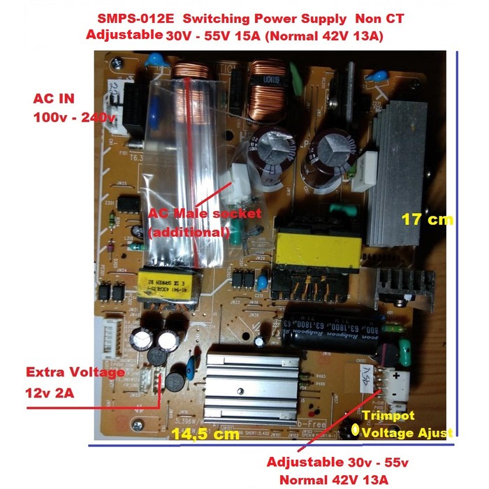 Langsung Order SMPS-012E Switching PSU Adjustable 30v-55v 15A Non CT terbaik