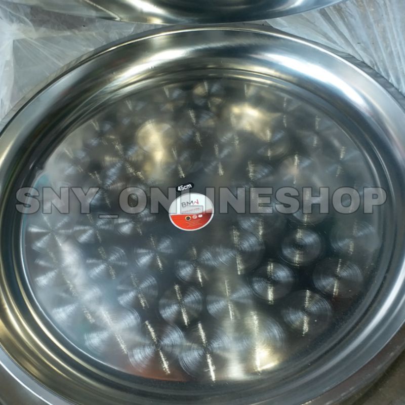 Jual Nampan Bulat Baki Wadah Stainless Cm Merek Bmw Shopee Indonesia