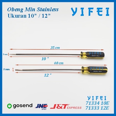 Obeng Min Stainless ukuran 10&quot; 12&quot;/YIFEI-71334 10E/YIFEI-71333 12E - 1 - 10