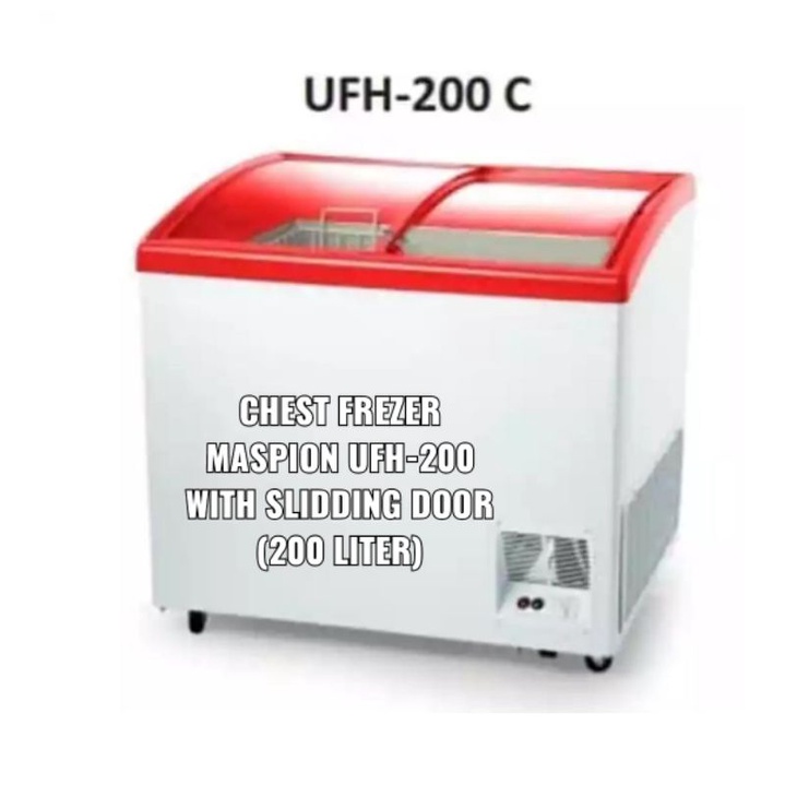 CHEST FREEZER MASPION UFH-200 C(200liter) curve  glass FREEZER BOX