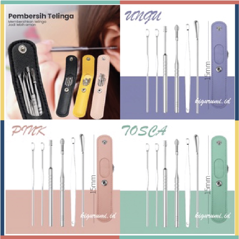 Alat Pembersih 6 pcs Ear Wax Picker Telinga Korek Kuping  Stainless KU028