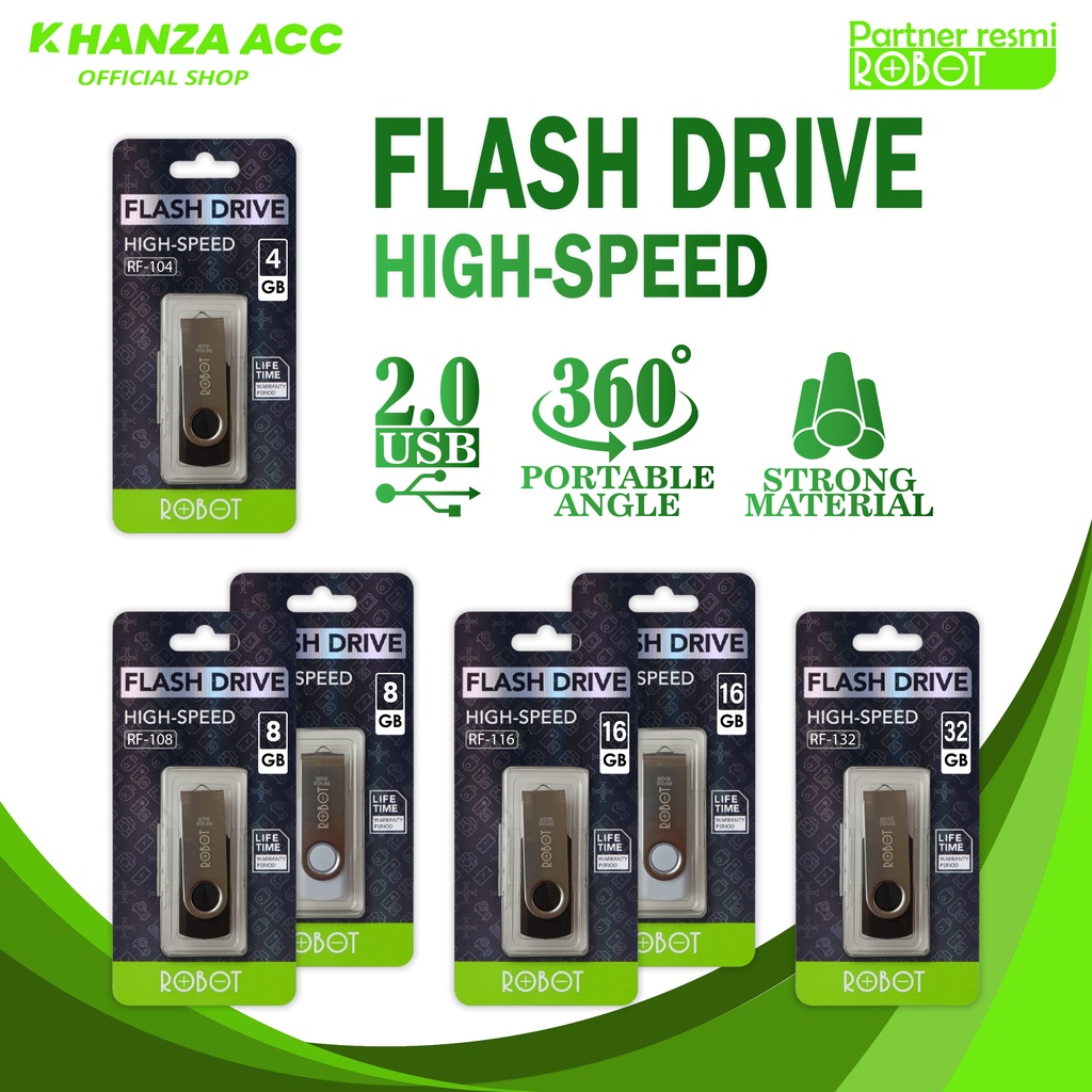 KHANZAACC Promo Flashdisk Robot 4GB / 8GB / 16GB / 32GB USB 2.0 Original Bergaransi Resmi ini