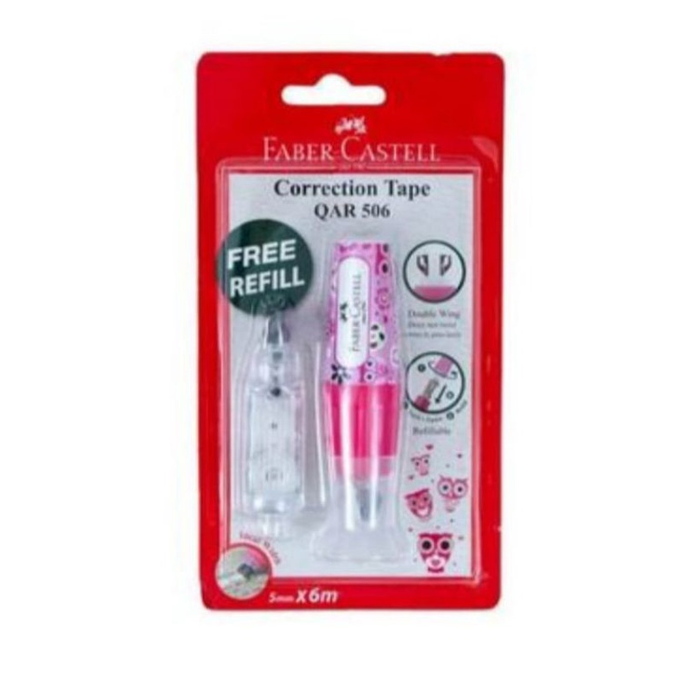 

Faber Castell Correction Tape QAR Fancy Pink Barrel ( free refill ) / Tip Ex Kertas Faber Castell / Tipe X Kertas Faber Castell ( Promo )