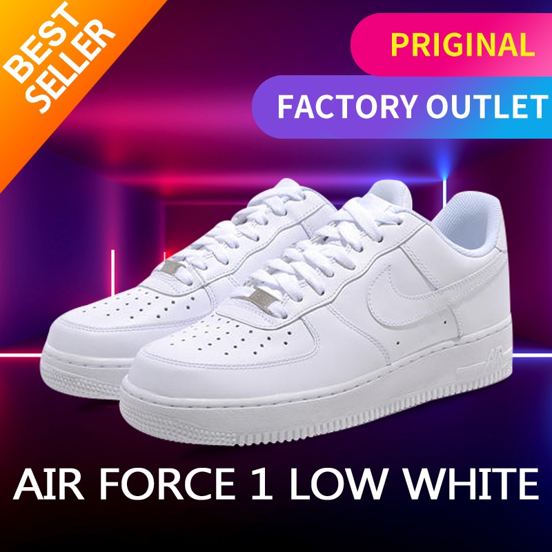 [ Promo ] NIKE AIR FORCE 1 '07 White All Putih Original Sepatu Snekaers