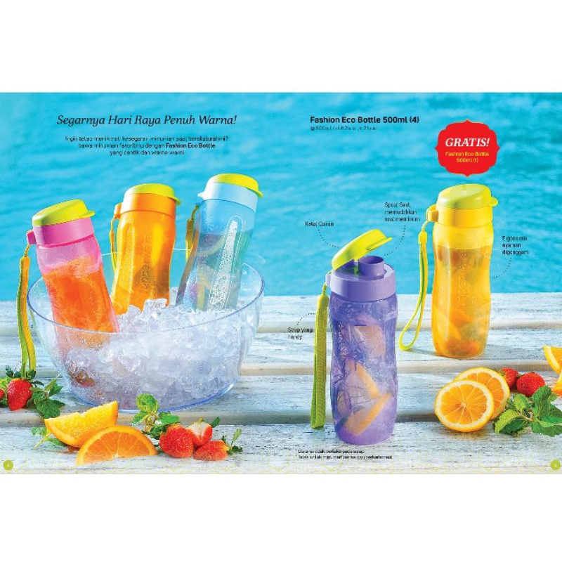 Fashion eco bottle 500 ml tupperware / botol minum tupperware set isi 5