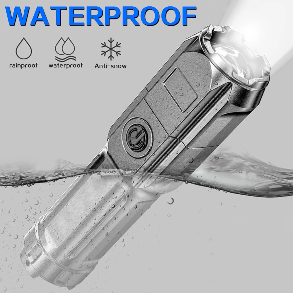 Lampu Senter LED Portable Bahan ABS Dengan USB Rechargeable Untuk Outdoor