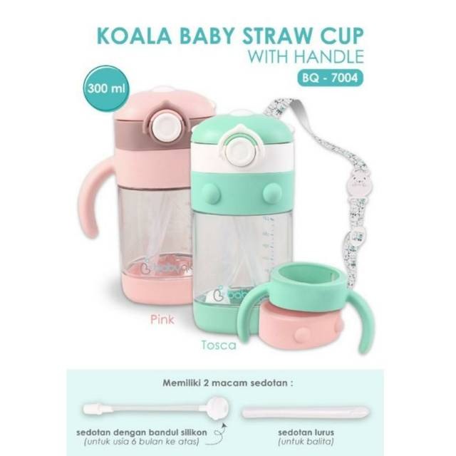 Babyqlo Koala Baby Straw Cup With Handle BQ 7004