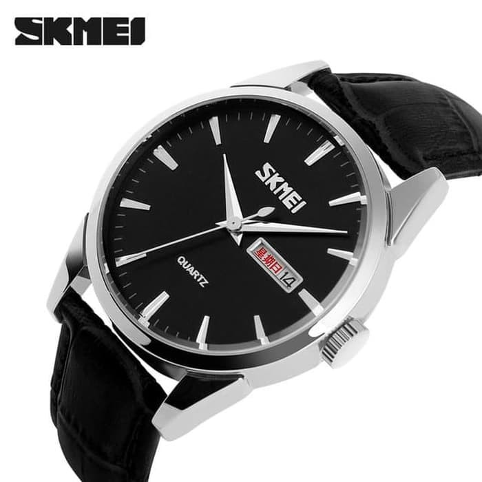 Jam Tangan Cowok /  Jam Tangan Pria Clasic SKMEI 9073 Original Anti Air - Hitam Silver Terbaru
