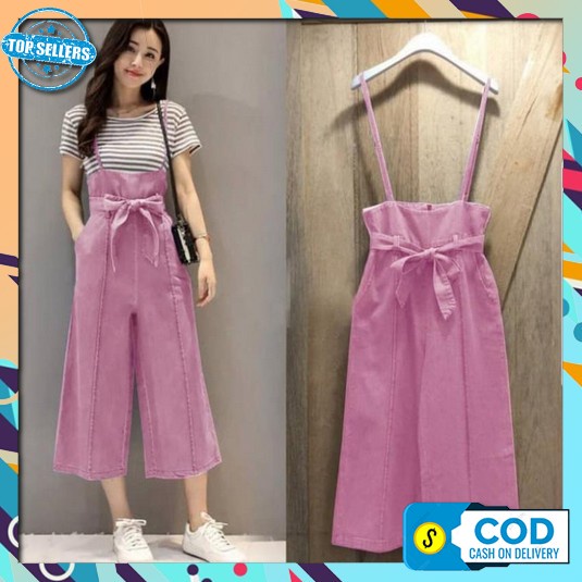 Tashappy Bs003 Jumpsuit Wanita Fashion Kekinian Model Polos Plisket Te [Ritha Jumper Pink Sl] Jumpsu