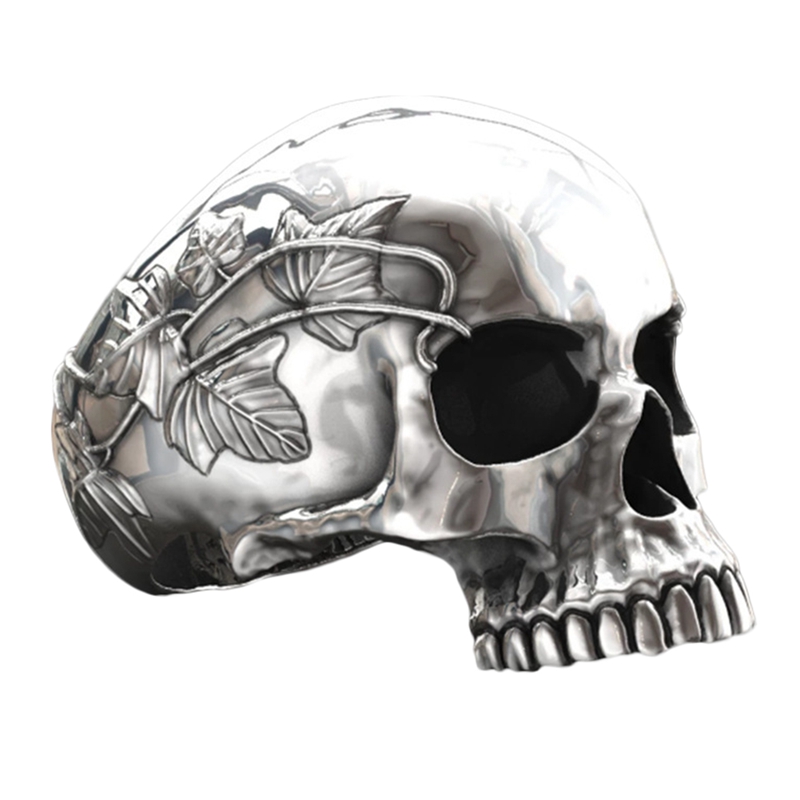 Fashion Gothic Punk Devil Skull Head Ring Men Domineering Vintage Smooth Skeleton Rings For Male Hip Hop Rock Jewelry