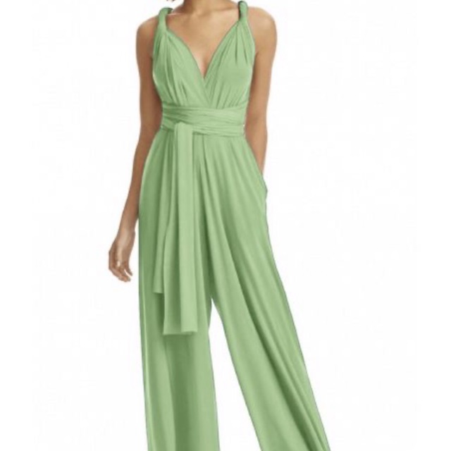 Multiway convertible infinity maxi jumpsuit hijau sage green party bridesmaid prewedding ready