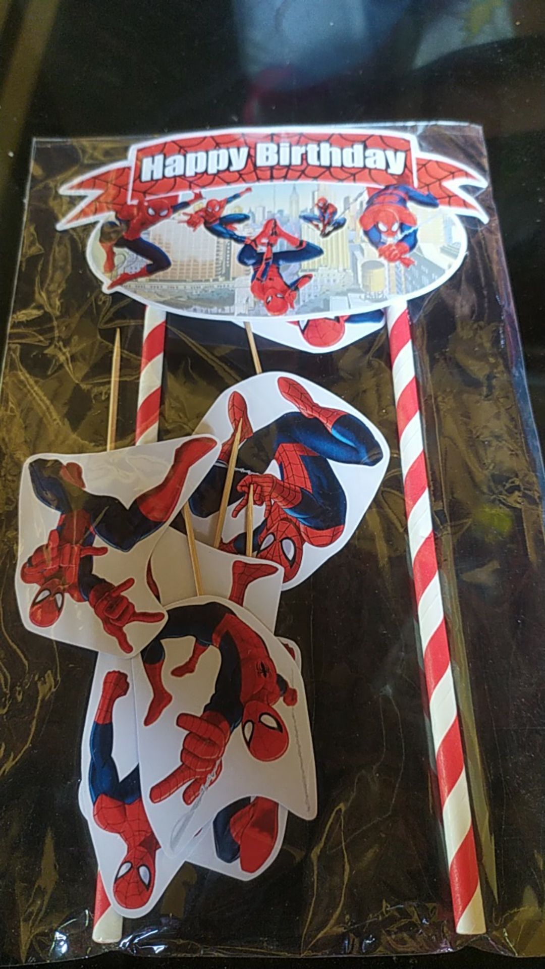 Hiasan Kue Cake Topper Birthday C1 Spiderman Isi 7