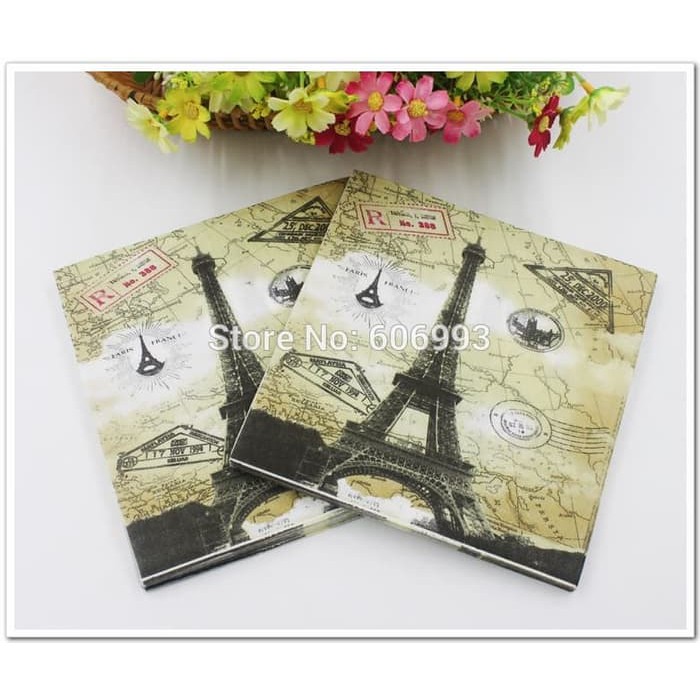 Decoupage Napkin - Tissue Decoupage 2Ply CT-Paris Eifel on Map