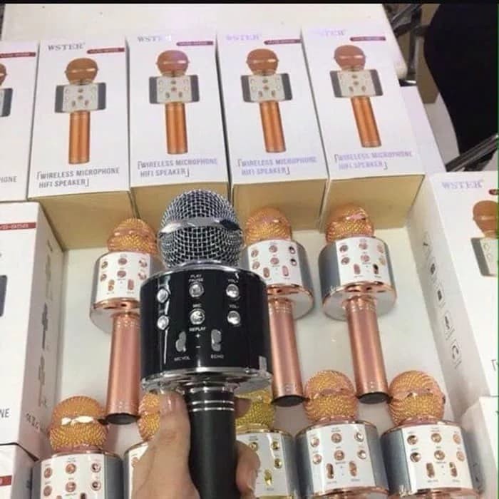 SPEAKER MIC KARAOKE WS 858 MICROPHONE BLUETOOTH WIRELESS