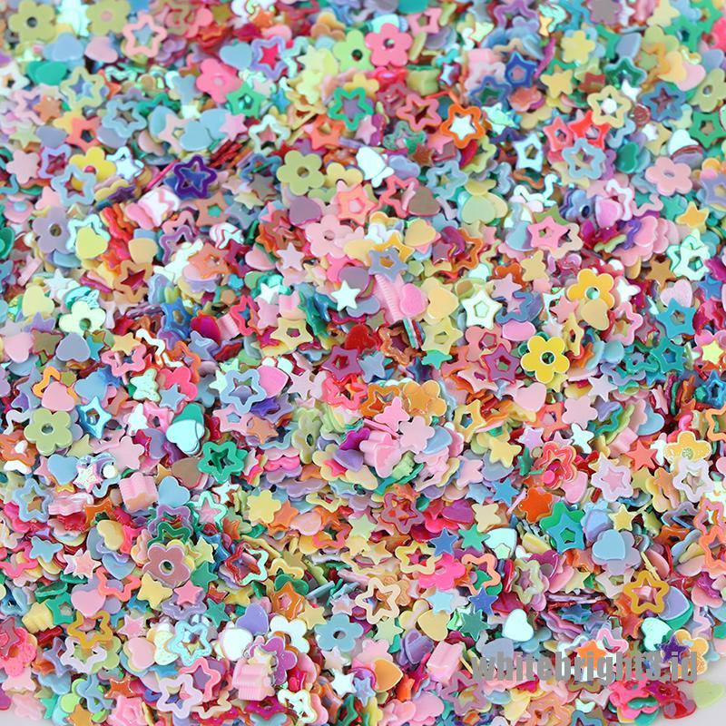 (white3) 15g Payet Glitter Bentuk Bintang / Hati Bahan Resin Untuk Dekorasi DIY