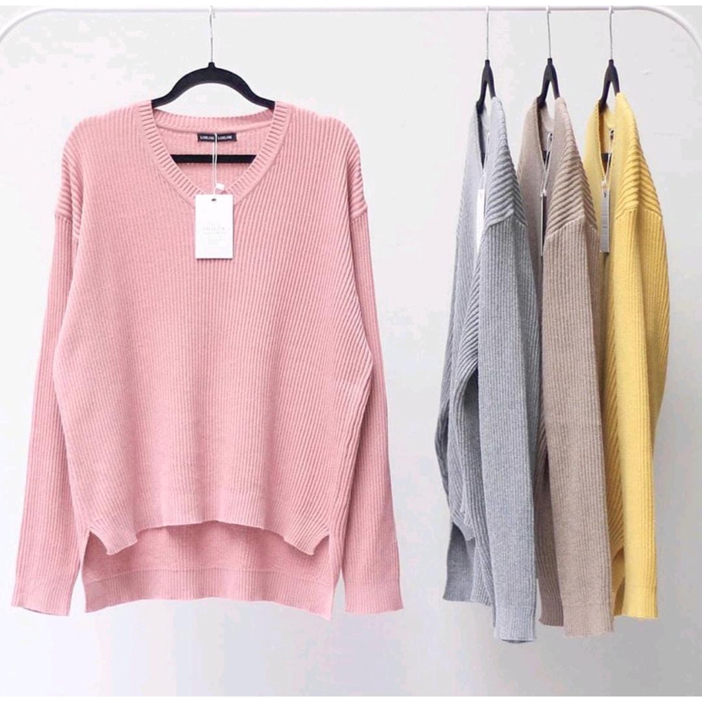 Baju Rajut Wanita VNeck Lengan Panjang Korean Style Terbaru Bisa COD / Atasan Wanita Rajut / Korea F