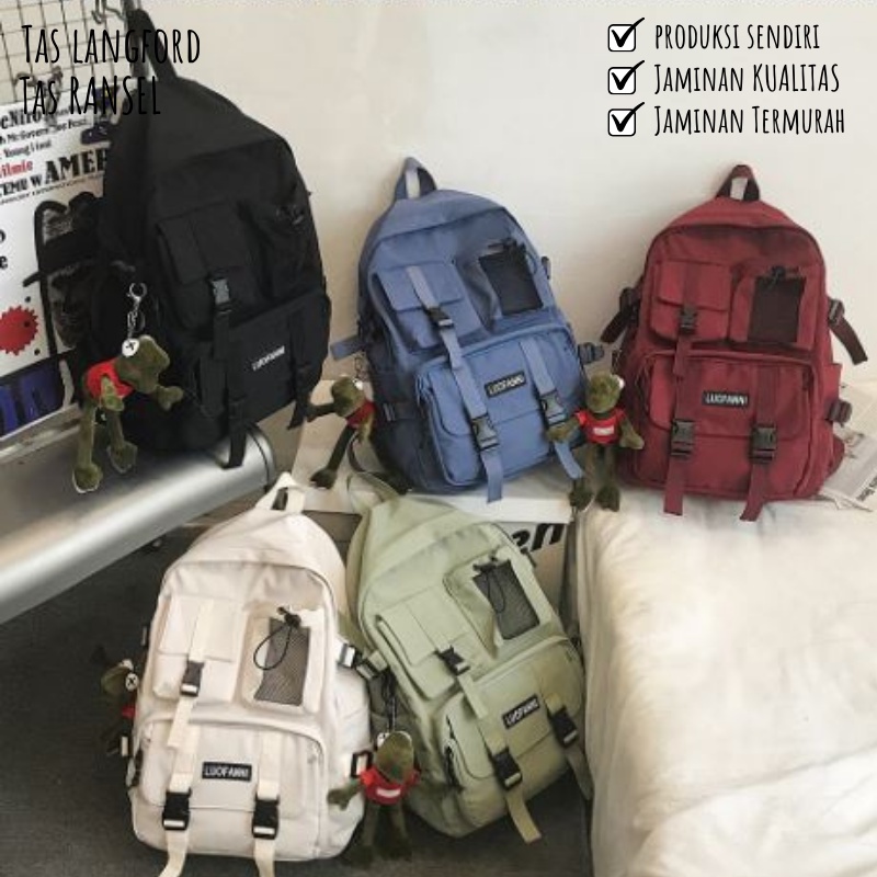 Tas Ransel Backpack Punggung Terbaru Kekinian Simpel Casual Sekolah Kuliah Outdoor Pria Wanita