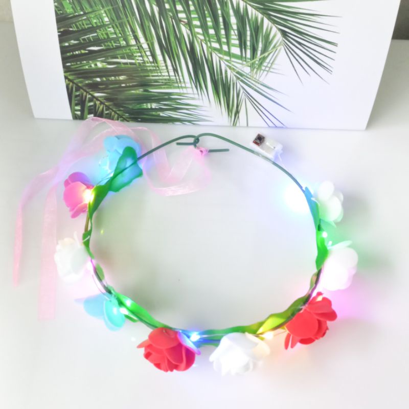 Bando Isi 6pcs Flower Crown Bando Lingkar Bunga Led Grosir