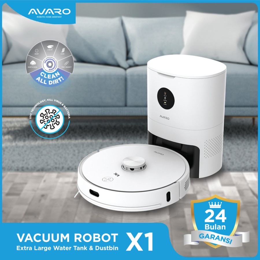 Avaro X1 Mop Station Robot Vacuum Cleaner 2-in-1 Sweeping Mopping