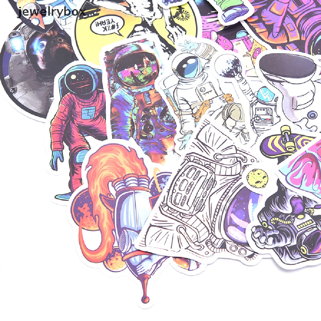 50 Pcs Stiker Graffiti Astronot Tahan Air Untuk Skateboard Koper Laptop