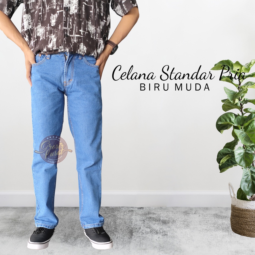 Celana Jeans Standar Biru Blitz Reguler LIVES Pria Size 28 - 38