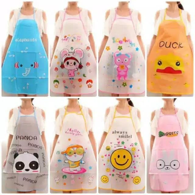 CELEMEK MASAK PLASTIK KARAKTER APRON WATERPROOF