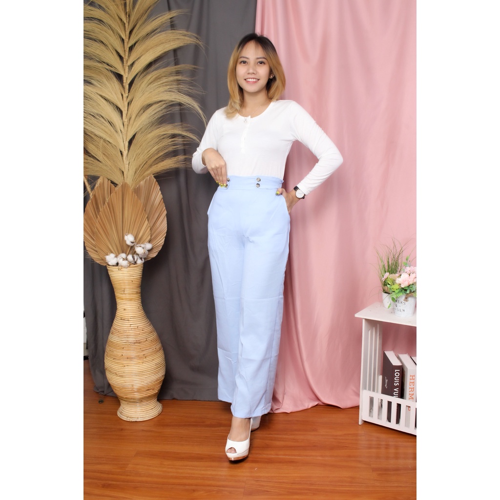 BEFAST - ZRX OOTD Celana Highwaist RONY / Celana Kulot Highwaist - Linen Cullote Double Button / Celana Panjang Kulot Kekiniaan Remaja / Kulot banyak Warna / Celana Panjang Trendy / Termurah / OOTD Ala Korean Style