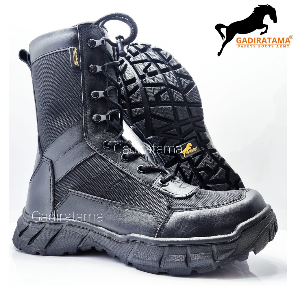 sepatu PDL TNI POLRI safety ujung BESI KULIT SAPI KOMBINASI CORDURA WATERPROOF GADIRATAMA !