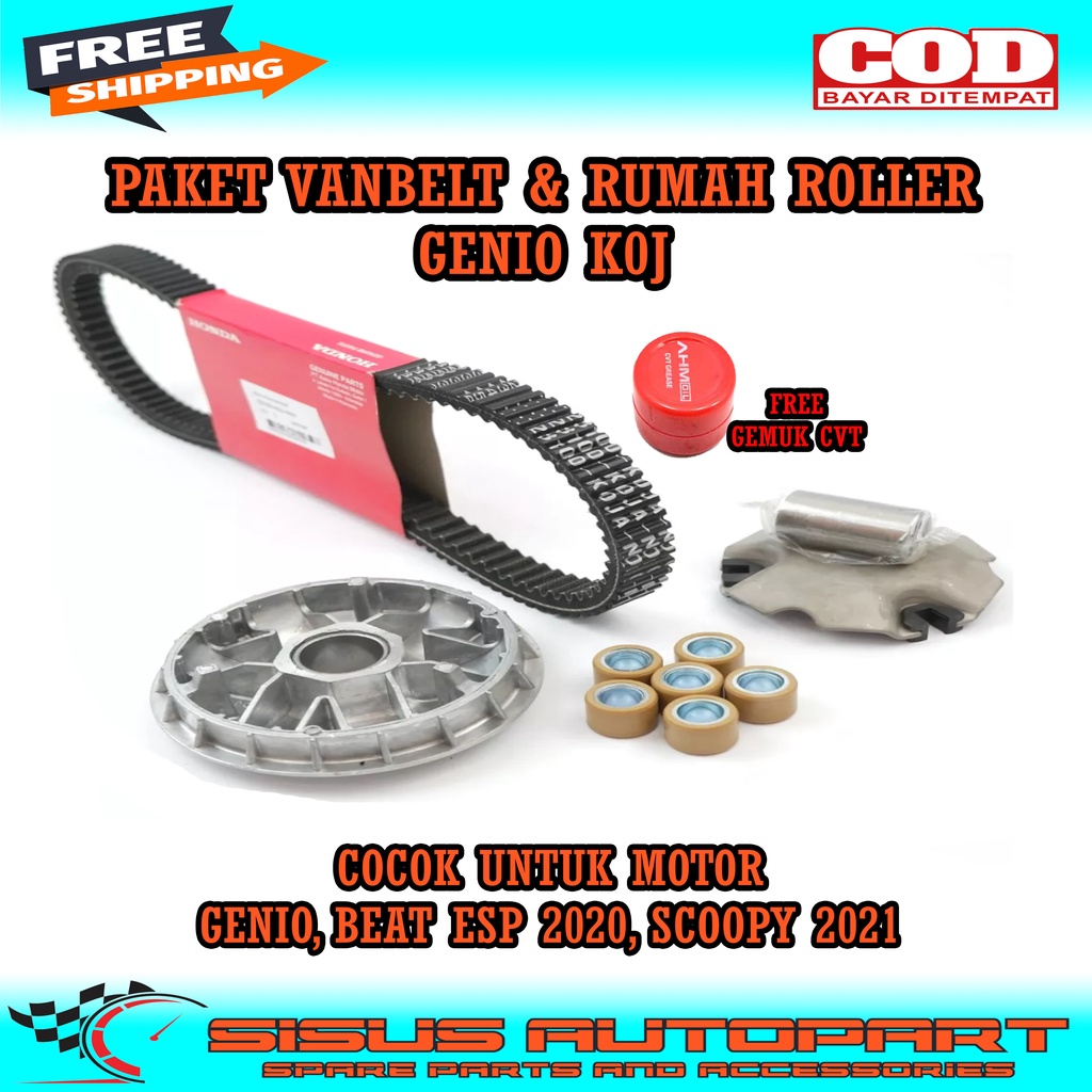 PAKET VANBELT DAN RUMAH ROLLER ASSY GENIO BEAT NEW 2020 SCOOPY ESP 2021 / VBELT GENIO RUMAH ROLLER GENIO / PAKET CVT GENIO K0J