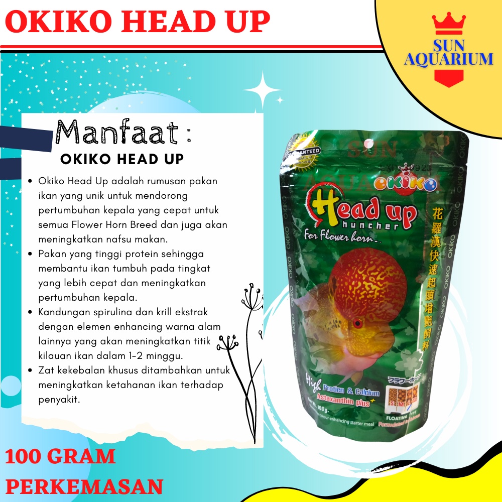 Pelet Ikan Lohan Okiko Hijau Head Up Huncher 100 gram | Pakan Okiko Hijau Pembesar Jenong Ikan Louha