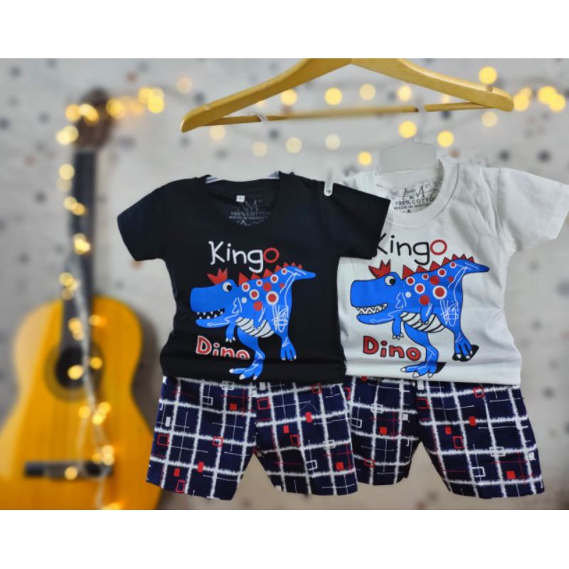 Setelan Anak Laki-laki Fullprint &quot;DINO KINGO&quot; Size 3 bulan-8 tahun merk. AM27