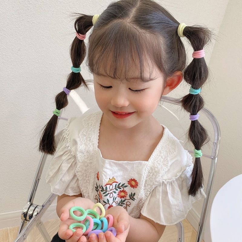 NEW iKat Rambut Set 100Pcs Korea Kain Elastis Karet Cantik Anak Perempuan Gratis Box KCR23