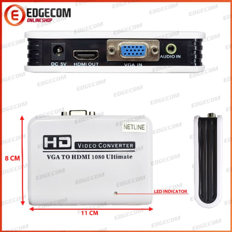 NETLINE VGA to HDMI 1080P Converter