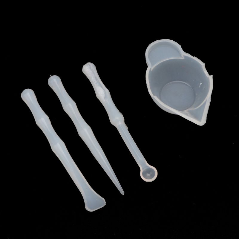 SIY  4Pcs Silicone Mixing Cups Stirrers Spoon Scraper DIY Resin Jewelry Tools Kit