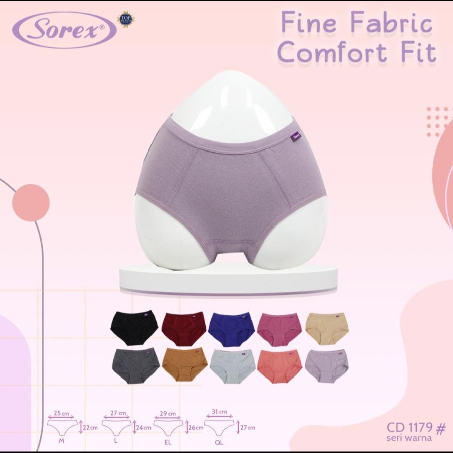 6 Pcs Celana Dalam Wanita SOREX 1179 - CD Underwear - Comfort Fit - Pakaian Dalam Wanita Katun Cotton