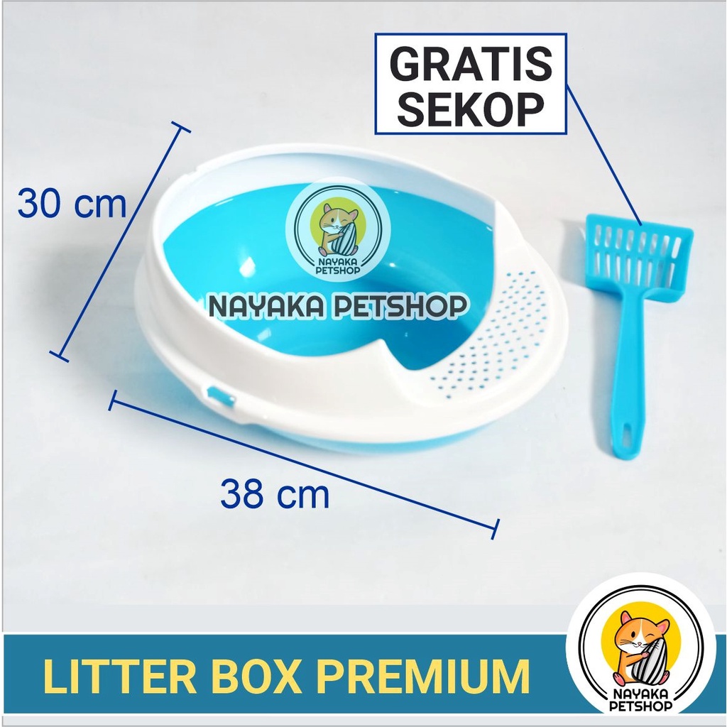 Litter Box Kucing Gratis Sekop Bak Pasir Cat Toilet Kotak Kotoran Hewan