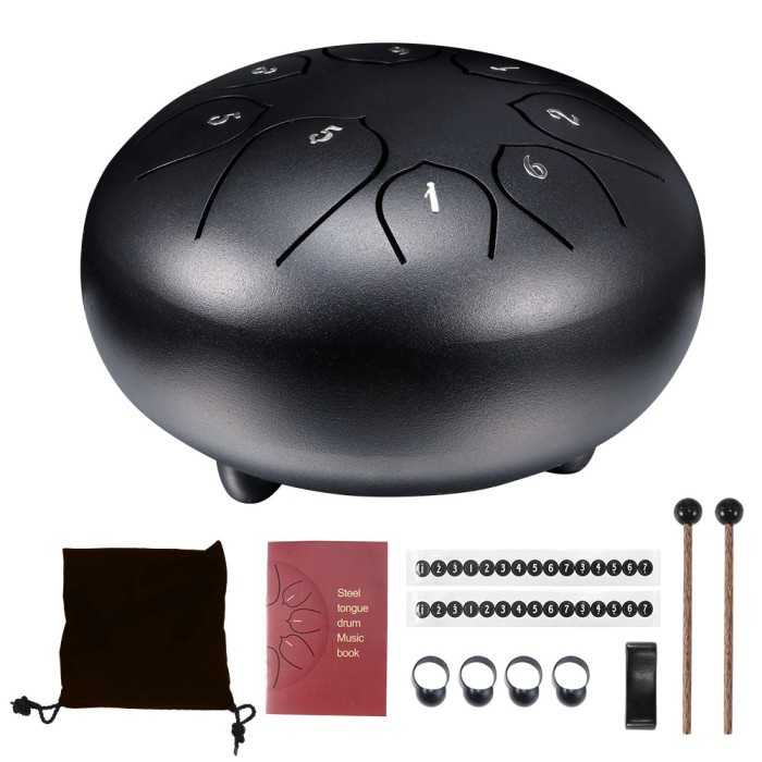 FILM & MUSIK DRUM & PERKUSI STEEL TONGUE DRUM INSTRUMEN PERKUSI 8 TUNE - ST80 - BLACK