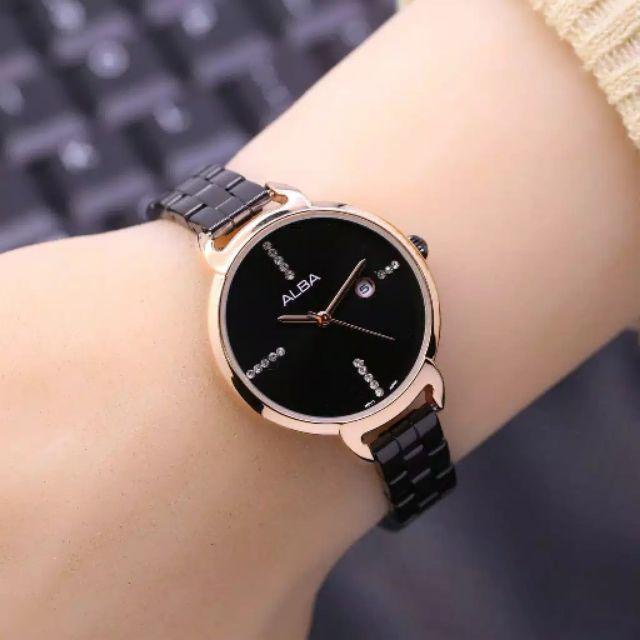 Jam Tangan Wanita ALBA tanggal Casual Rantai