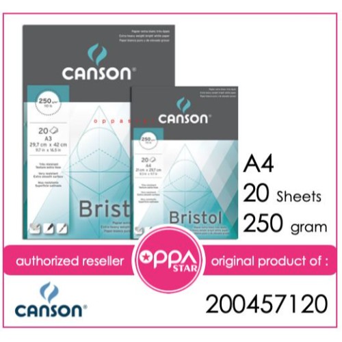 

Canson Bristol Pad Graphic Art A4 250g 20s - Kertas Gambar 200457120