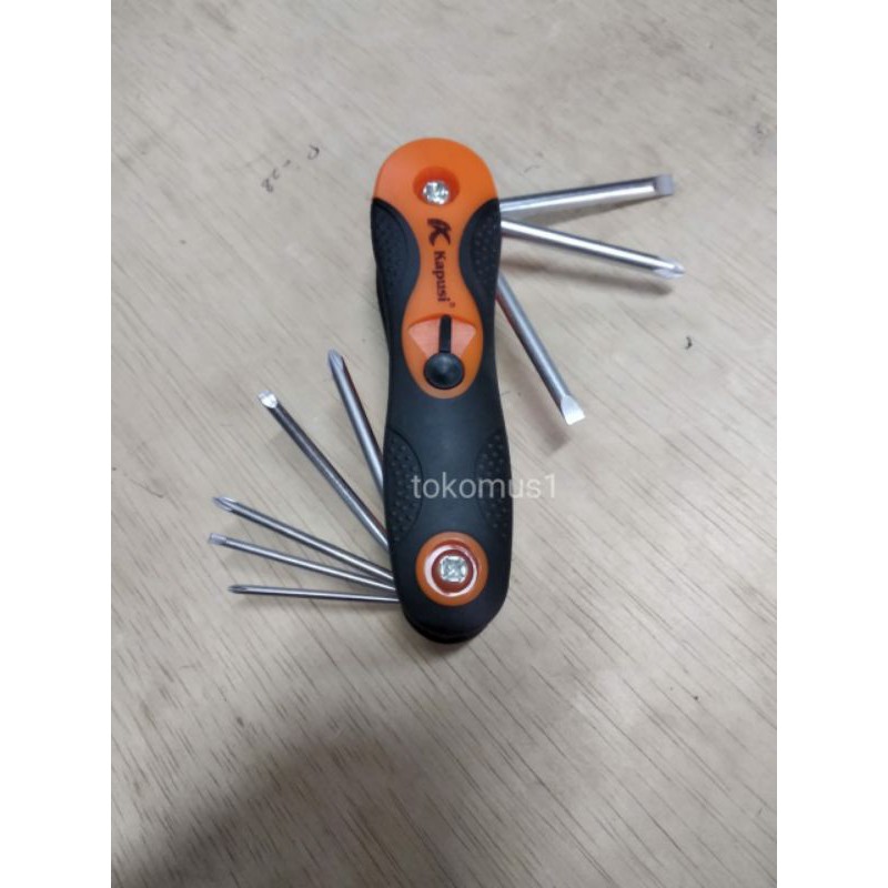 KUNCI L BINTANG LIPAT SET OBENG SET LIPAT 8 PCS TOOLKIT SCREWDRIVER TOOLKIT KAPUSI K-7989