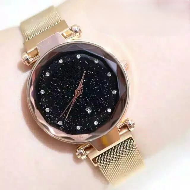 ( Dikirim Dari Jakarta ) Ready 4 Warna Jam Tangan Wanita Diyor Magnet Mata Kecil Tanggal Aktif