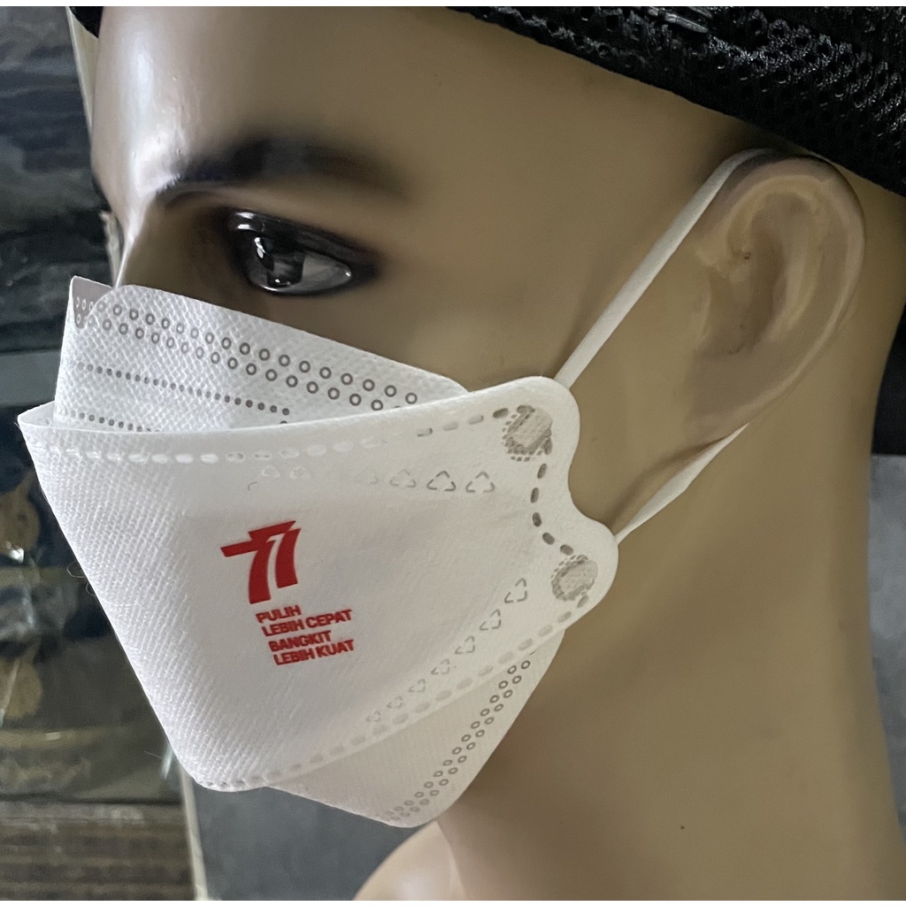 Masker Putih 77 - Masker HUT RI 77 - Masker Merah Putih KF94 HUT RI 77