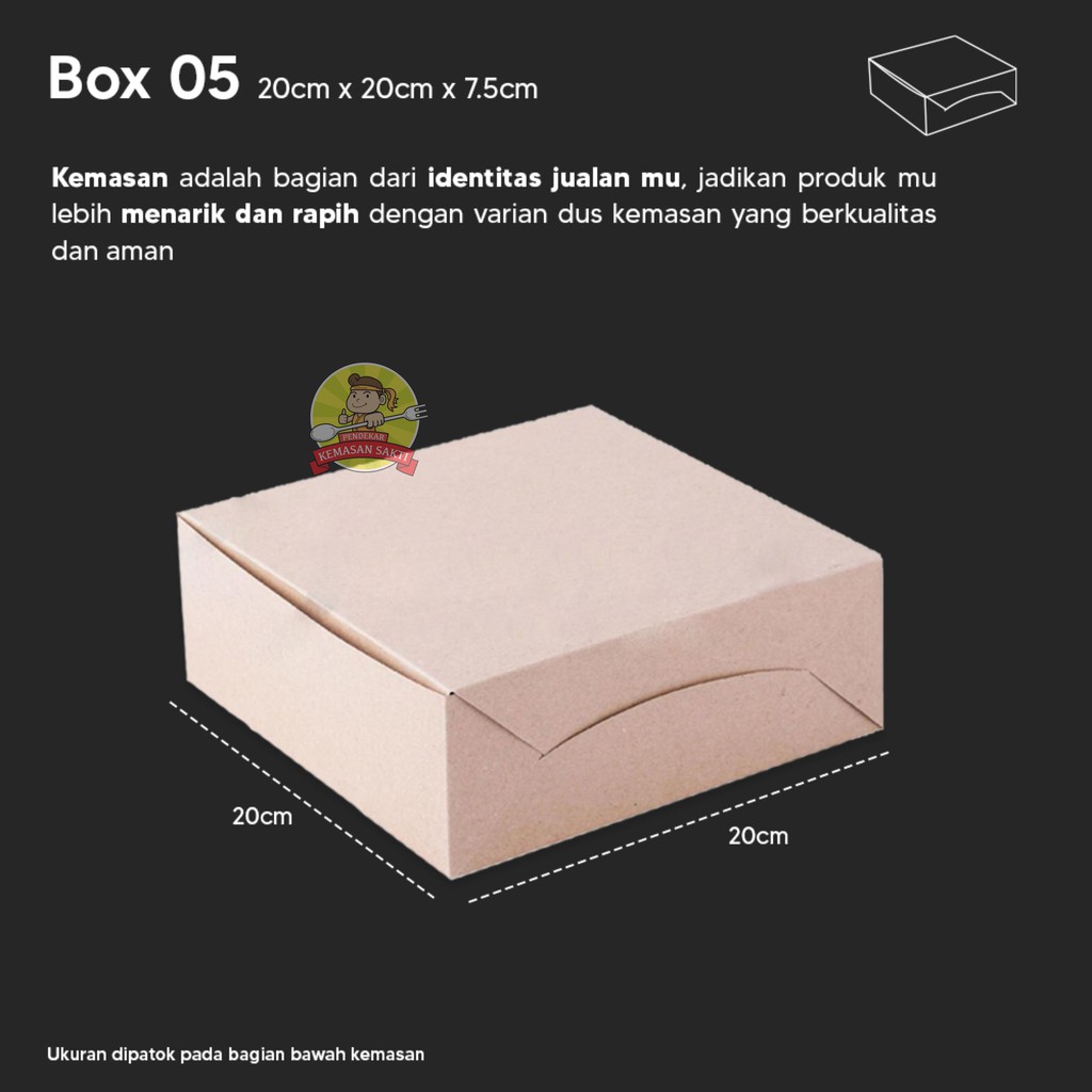 

RB Dus Nasi 20 x 20 LAMINASI / Box Kraft / Kotak Makan Take Away / Box Window