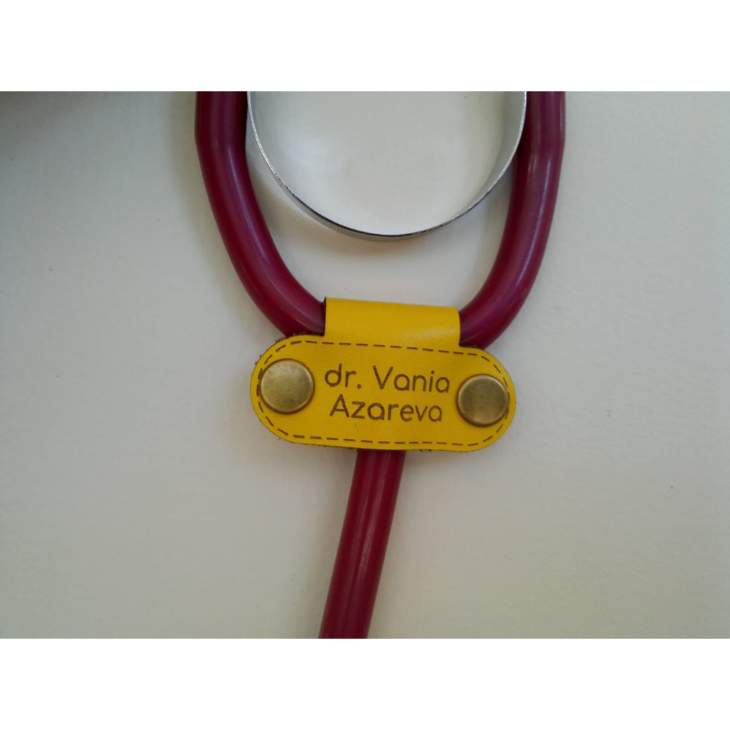 

Stetoskop Name Tag (Stetotag) Kulit Custom Name Warna Kuning