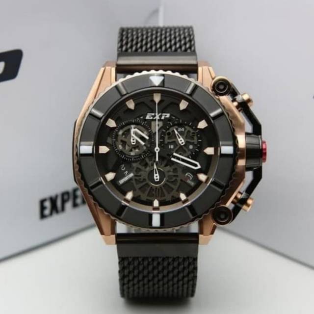 Jam Tangan Expedition E3009 Pria Black / Rose Gold